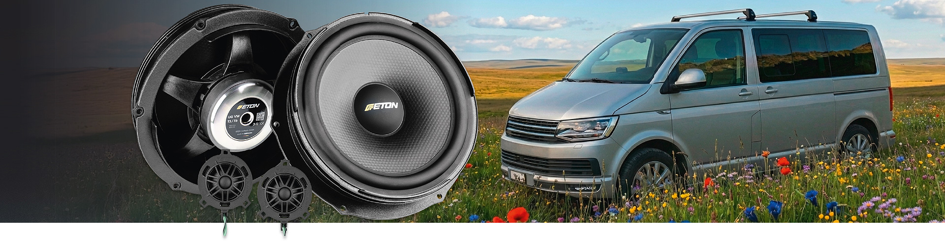ETON Lautsprecher, AXTON Aktivsubwoofer und Audiotec Fischer Helix Verstärker für VW